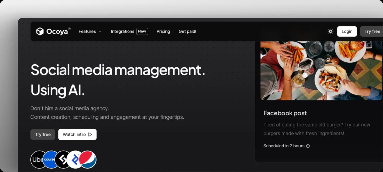 Ocoya homepage